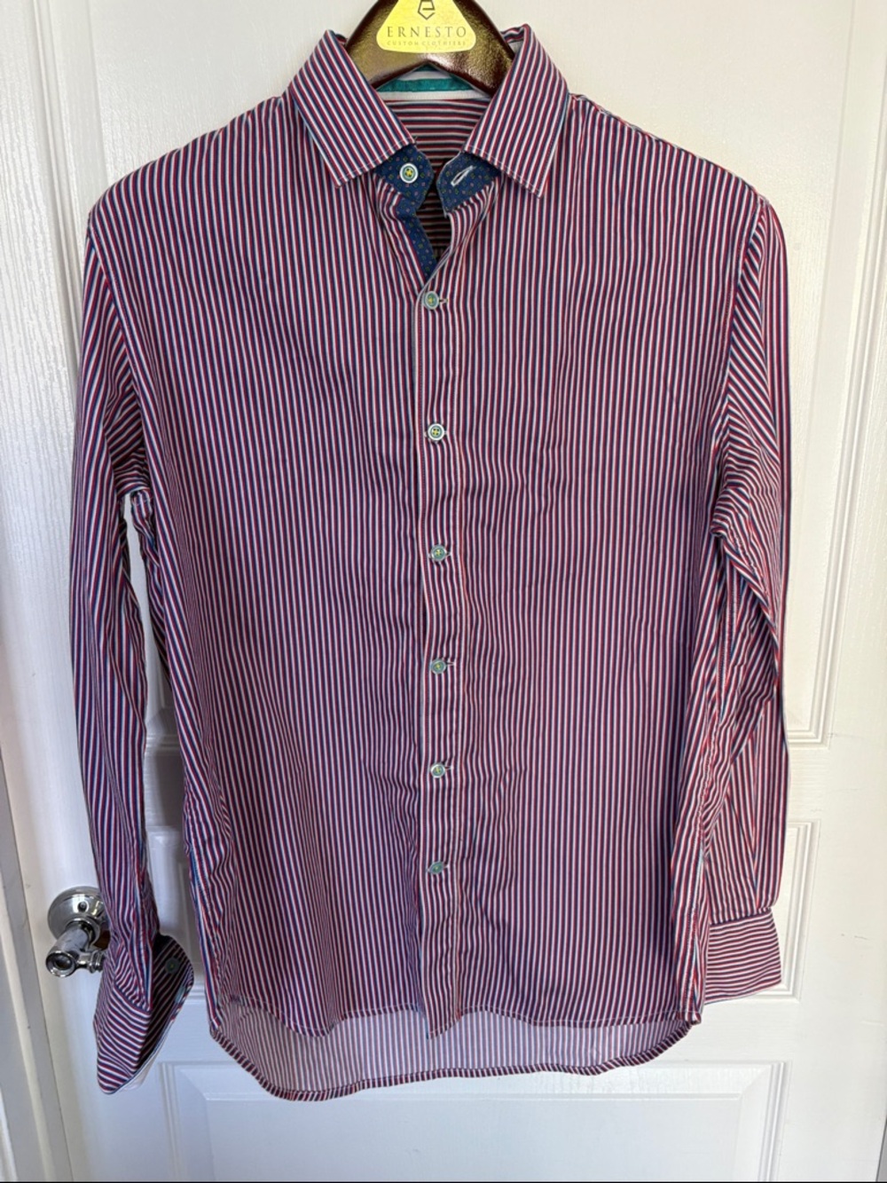 Robert Graham Red & White Striped Dress Shirt